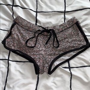 Pajama Shorts Mandala Pink Black Grey Drawstring